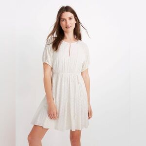 Madewell Cream Eyelet Tassel-Tie Mini Dress Size 00